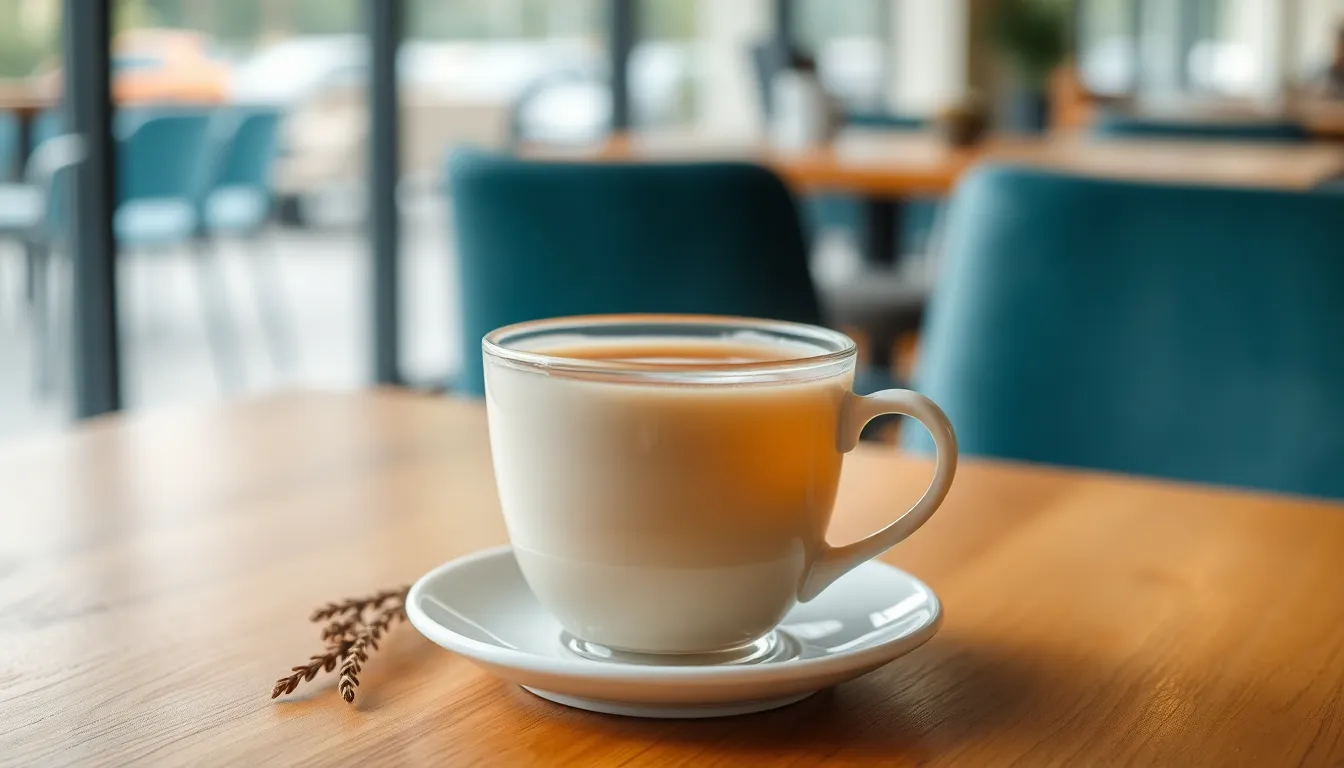 Herbal tea caffeine free cup on a wooden table
