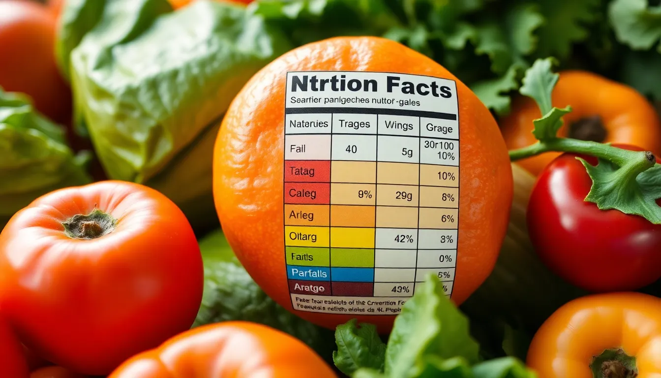 Colorful food label nutrition facts panel showing A B C D E grades