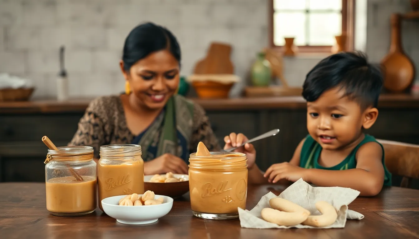 Woman and child enjoying traditional Javanese meal in Indonesia.