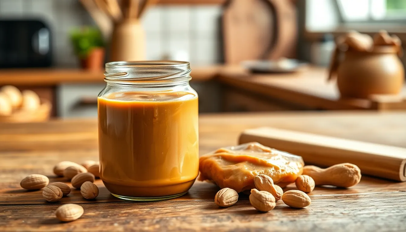 Peanut butter natural oil layer top