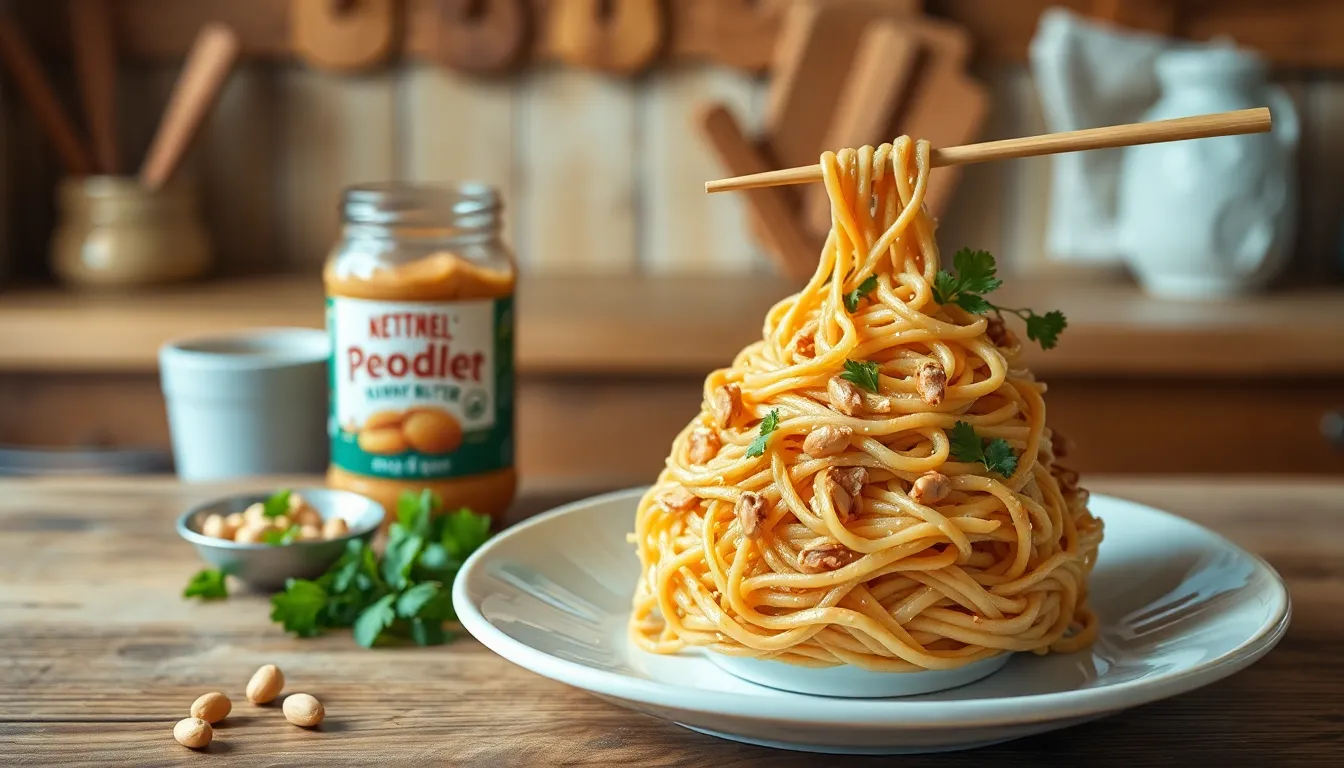 Asian peanut noodles dish