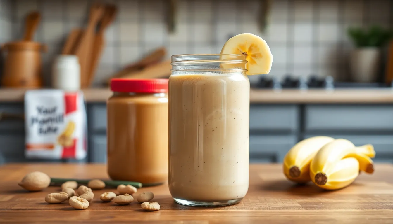 Peanut butter smoothie banana drink