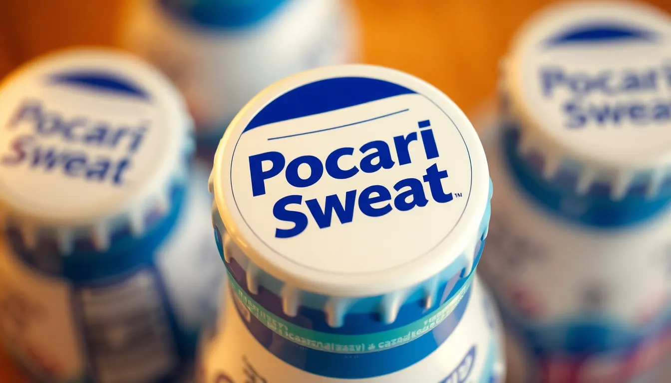 A detailed view of a Pocari Sweat bottle cap showcasing its branding design.