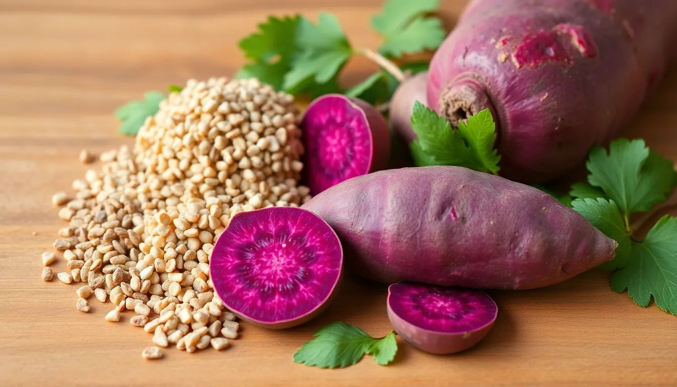 Purple sweet potato variety comparing ingredients